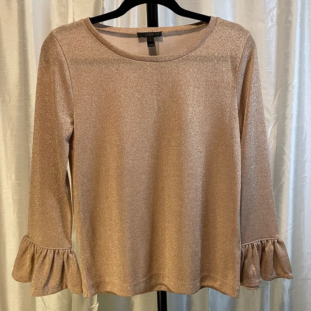 J. Crew metallic, rose gold, light weight sweater, size SMALL